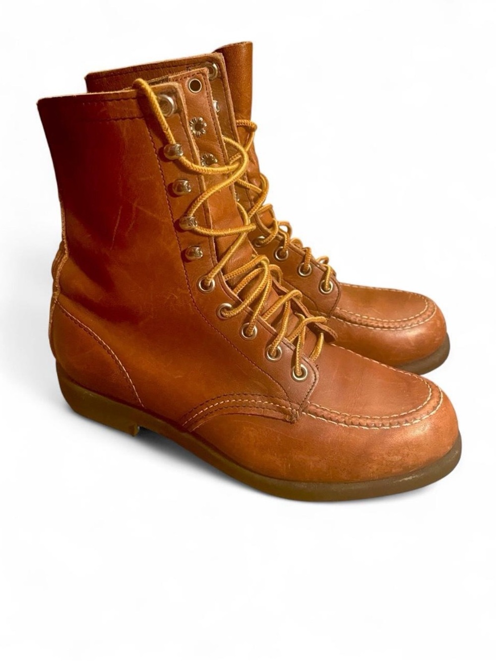 Vintage 1992 Red Wing SuperSole Moc Toe Boots Brown Leather Womens 9B USA MADE